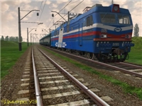 Електровоз ВЛ65-005 прямує неправильною колією двоколійного перегону (маршрут Тернопіль-Волочиськ)